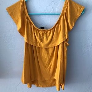 Forever 21 off the shoulder yellow top